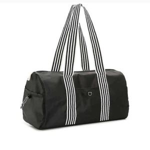 DSW Black Tote/ Duffle Bag with Striped Strap